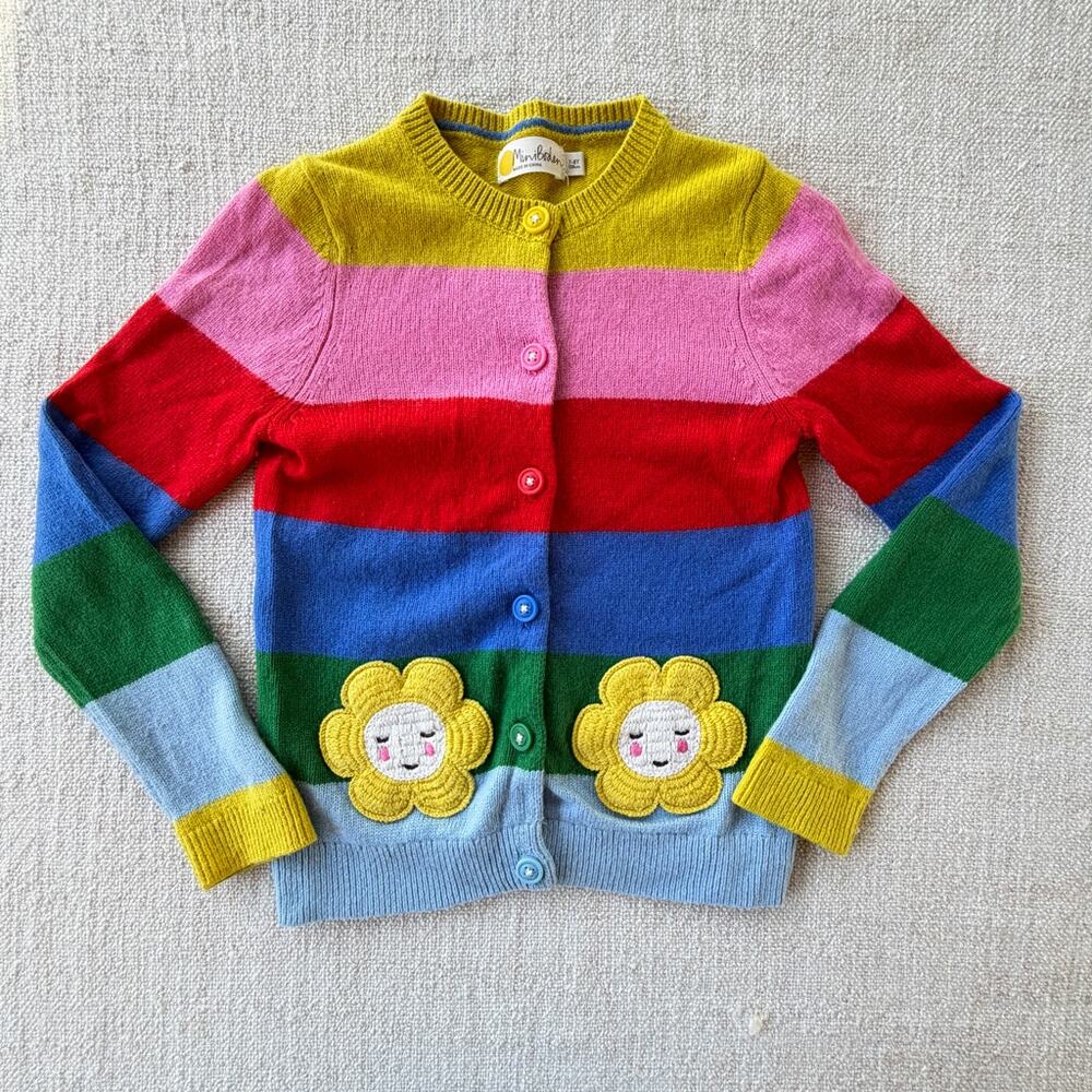 Mini Boden Rainbow Striped Cardigan VGUC 7/8